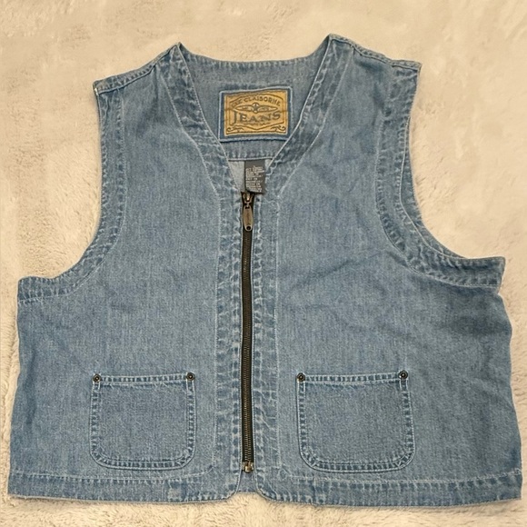 Vintage 90s Liz Claiborne Denim Vest Large - Picture 1 of 4